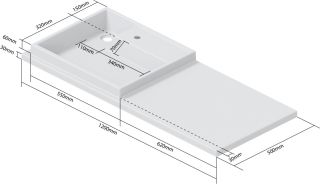 Раковина над стиральной машиной СанТа Юпитер 900124 120см левая белый